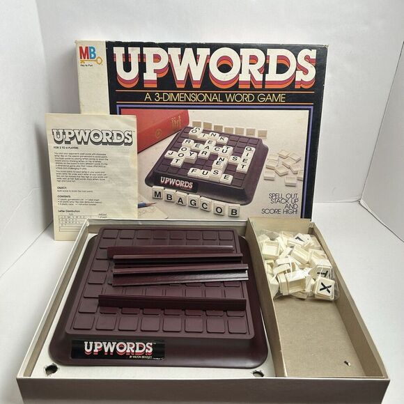 Vintage 1983 Milton Bradley UPWORDS Board Game 100% Complete - Picture 1 of 7